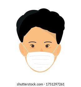 Man wearing protection face mask against coronavirus.
