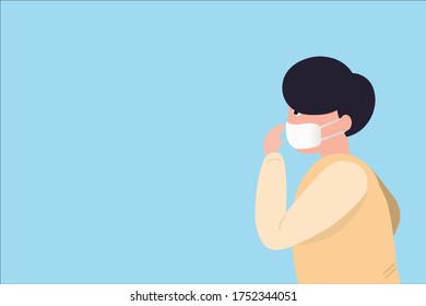 Man wearing protection face mask against coronavirus.
