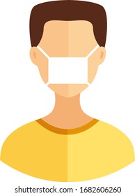 Mann mit Schutzmaske / Vektorillustration der medizinischen Maske EPS10