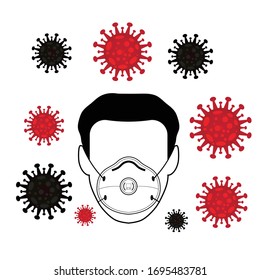 A Man Wearing a Protective Mask to Protect Covid-19 or Corona Virus Outtbreak