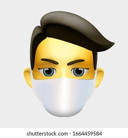 Man wearing protective Medical mask for prevent virus Novel Coronavirus (2019-nCoV) and air pollution. Vector illustration