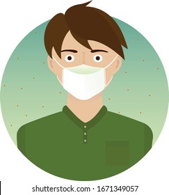 A man wearing protective Medical mask for prevent virus Wuhan Covid-19