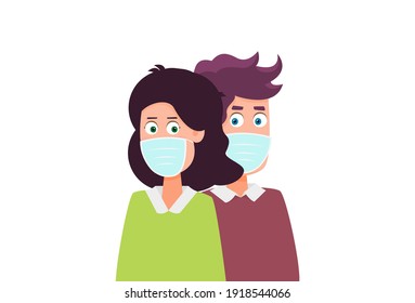 Man wearing protective Medical mask for prevent virus Wuhan Covid-19, Template Banner Design, Flat Design Graphic, vector
