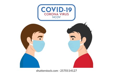 Man wearing protective Medical mask for prevent virus Wuhan Covid-19. Boy wearing a surgical mask. Corona virus, Novel coronavirus.