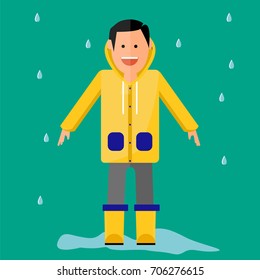 Man wearing Raincoat Flat Icon