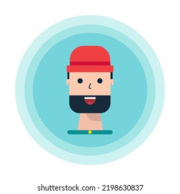 Man Wearing Red Hat Character Flat Design