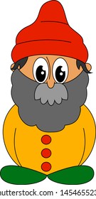Man wearing a red hat, illustration, vector on white background.