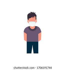 man wearing safety mask. vector illustration.