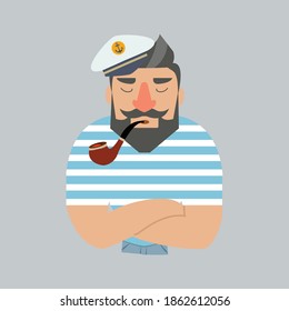 man wearing sailor hat with a pipe