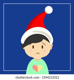 the man wearing the Santa Claus hat is sad, the third version