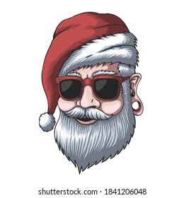 Man wearing a santa hat for christmas vector illustration for your company or brand