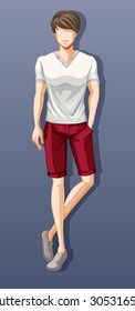 Man wearing shirt and shorts illustration