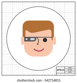 Man wearing smart glasses