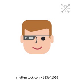 Man wearing smart glasses