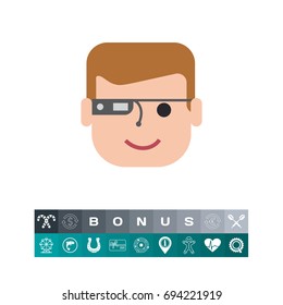 Man wearing smart glasses