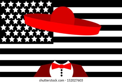  man wearing sombrero with american flag