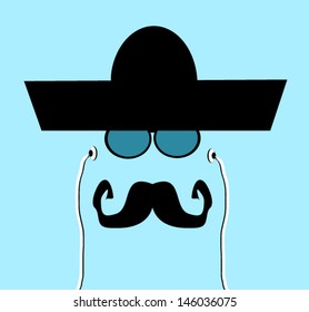 man wearing sombrero and earphones