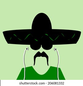 man wearing sombrero and earphones