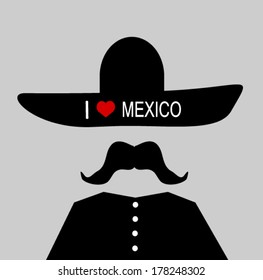 man wearing sombrero with I love Mexico slogan