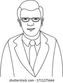 Man Wearing Suit Glasses Line Art Stock Vector (Royalty Free ...