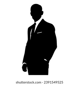 Man wearing suit silhouette. Vector image