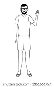 man wearing summer clothes black and white