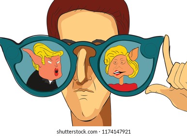 Man wearing a sun glass looking at different visions