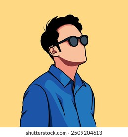 Man wearing sunglasses and a blue shirt illustration