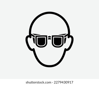 Man Wearing Sunglasses Eye Protection Glasses Goggles Black White Silhouette Sign Symbol Icon Clipart Graphic Artwork Pictogram Illustration Vector
