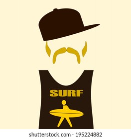 man wearing surf shirt and baseball cap