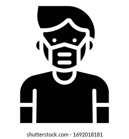 Man wearing a surgical mask vector illustration, solid design icon