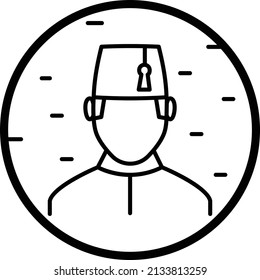 Man wearing Tarboosh Hat Concept, Fez Cap Vector Icon Design, Muslim festival Symbol, Lesser Eid and Islamic Holidays Sign, holy Ramazan stock illustration