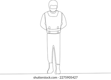 A man wearing a terrorist outfit. Anti-terrorism day one line drawing