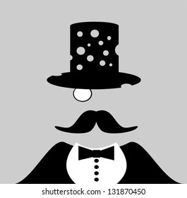 man wearing top hat with bullet holes