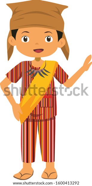 Man Wearing Toraja Traditional Dress Indonesia Stock Vector (Royalty ...