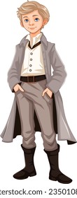 A man wearing a traditional Victorian-style outfit, with a vintage feel