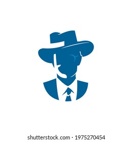 a man wearing tuxedo gasses and tie, detective or spy logo vector illustrations