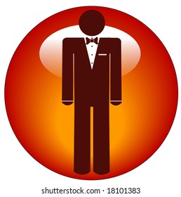 man wearing tuxedo icon or web button