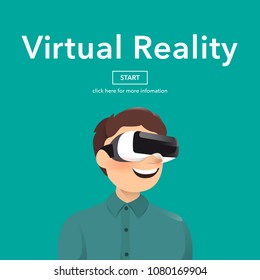 Man wearing virtual reality glasses.