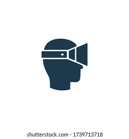Man wearing virtual reality glasses icon. VR headset sign. VR gaming, entertainment illustration for perfect web and mobile concept.
