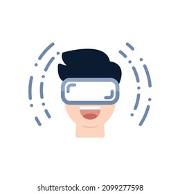 Ein Mann mit Virtual Reality Brille, Ikone, Vektorgrafik, Illustration.