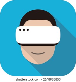 Man wearing Virtual reality glasses. front view, playing games, vector illustration