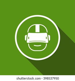 man wearing virtual reality glasses icon. 3D stereo oculus goggles vector illustration