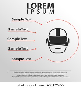 man wearing virtual reality glasses icon. 3D oculus infographics template