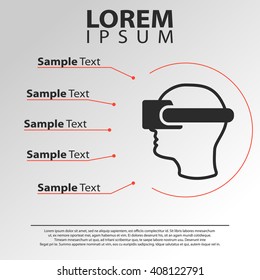 man wearing virtual reality glasses icon. 3D oculus infographics template