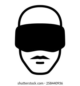 Man wearing a virtual reality goggle headset flat vector icon for apps and websites