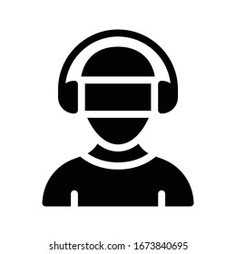Mann, der eine Brille mit virtueller Realität trägt.  Vektorillustration-Symbol 