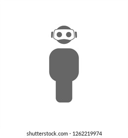 Man wearing virtual reality headset isolated on white background.Vector illustration