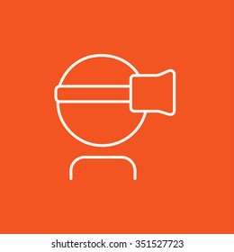 Mann mit Virtual-Reality-Headset-Symbol für Web-, Mobil- und Infografiken. Vektorweißes Symbol einzeln auf rotem Hintergrund.