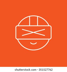 Hombre con un icono de titular de realidad virtual para web, móvil e infografía. Icono blanco vector aislado en fondo rojo.